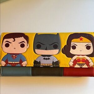 Loungefly DC Comics Superhero Trio Wallet in Yellow, Red, Blue, Black